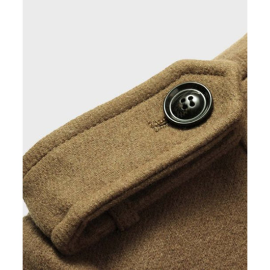 Mens Brown Mid-Length Wool Coat